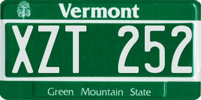 VT license plate XZT252
