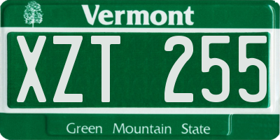 VT license plate XZT255
