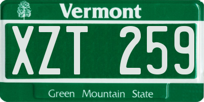 VT license plate XZT259
