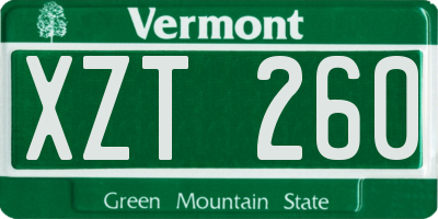 VT license plate XZT260