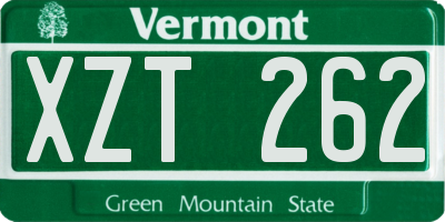 VT license plate XZT262