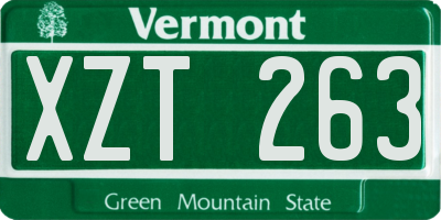 VT license plate XZT263