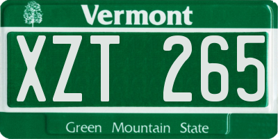 VT license plate XZT265