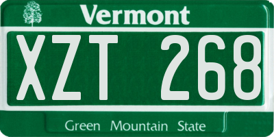 VT license plate XZT268