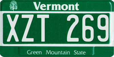 VT license plate XZT269