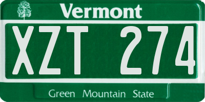 VT license plate XZT274