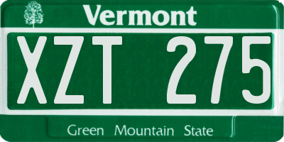 VT license plate XZT275