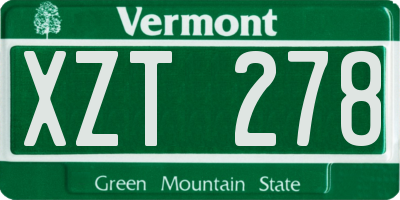VT license plate XZT278