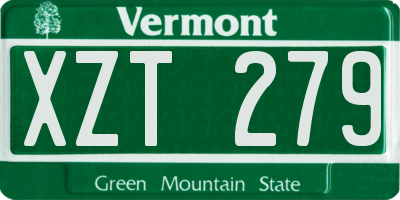 VT license plate XZT279