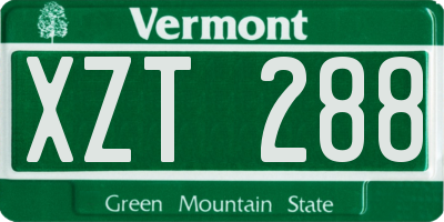 VT license plate XZT288