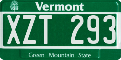 VT license plate XZT293
