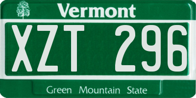 VT license plate XZT296
