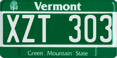 VT license plate XZT303