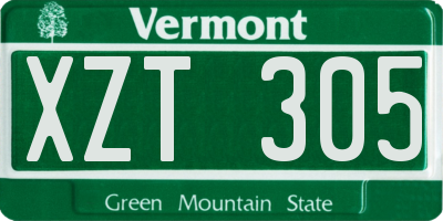 VT license plate XZT305
