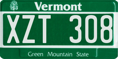 VT license plate XZT308