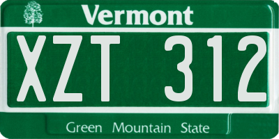 VT license plate XZT312