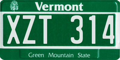 VT license plate XZT314