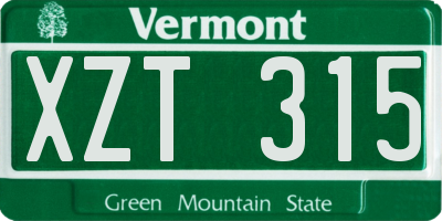 VT license plate XZT315