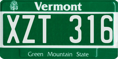 VT license plate XZT316
