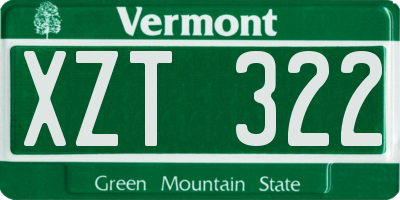 VT license plate XZT322