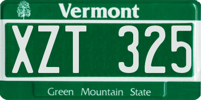 VT license plate XZT325