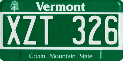 VT license plate XZT326