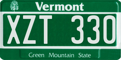 VT license plate XZT330