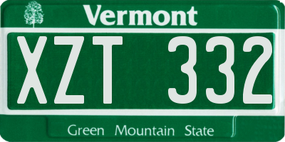 VT license plate XZT332