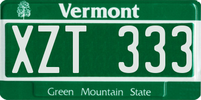 VT license plate XZT333