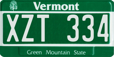 VT license plate XZT334