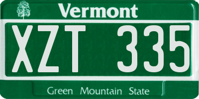 VT license plate XZT335