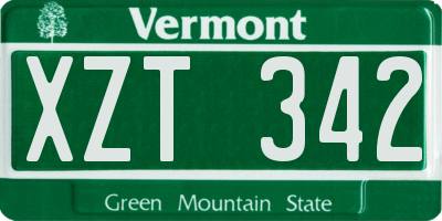 VT license plate XZT342