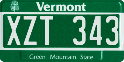 VT license plate XZT343