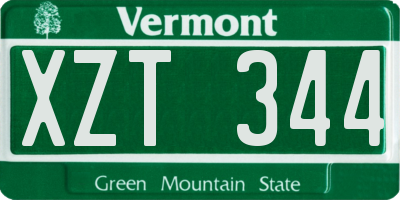 VT license plate XZT344
