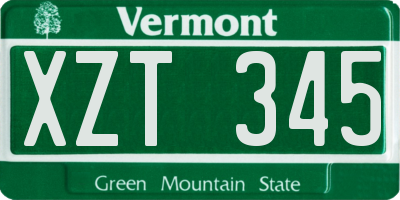 VT license plate XZT345
