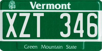 VT license plate XZT346