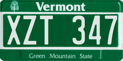VT license plate XZT347