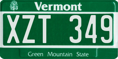 VT license plate XZT349