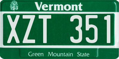VT license plate XZT351
