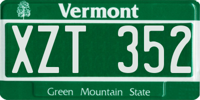VT license plate XZT352