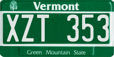 VT license plate XZT353