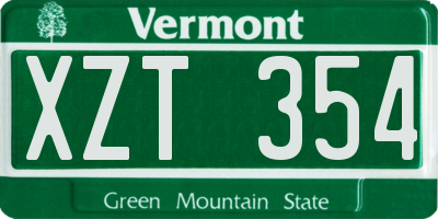 VT license plate XZT354