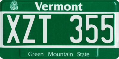 VT license plate XZT355