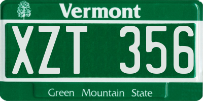 VT license plate XZT356