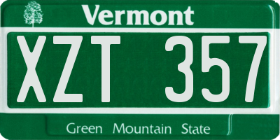 VT license plate XZT357