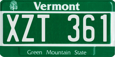 VT license plate XZT361