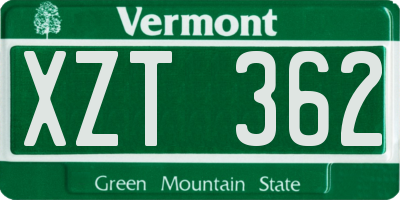 VT license plate XZT362