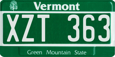 VT license plate XZT363