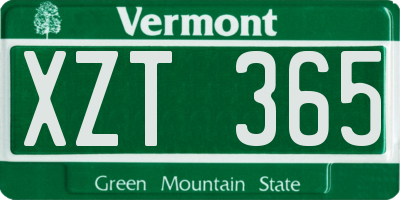 VT license plate XZT365