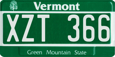 VT license plate XZT366